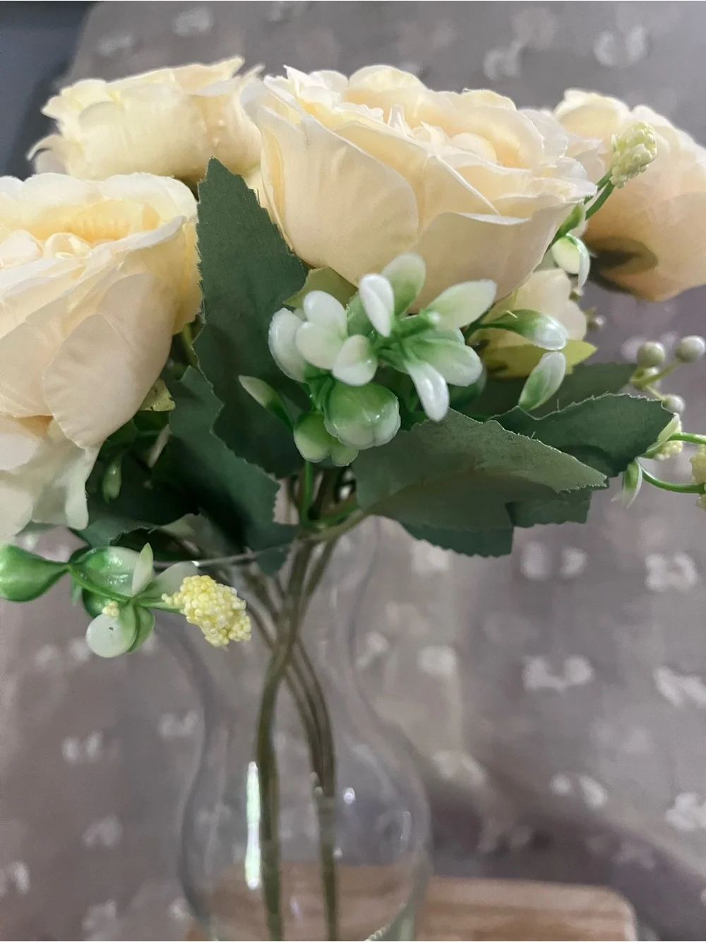 Neutral color cream/tan artificial flowers bouquet